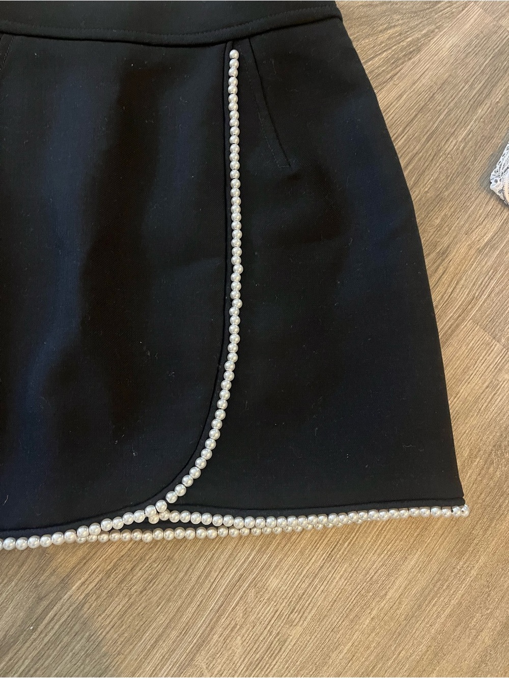 Sandro Paris Pearl-Trim Black Mini Skirt - Picture 4 of 6